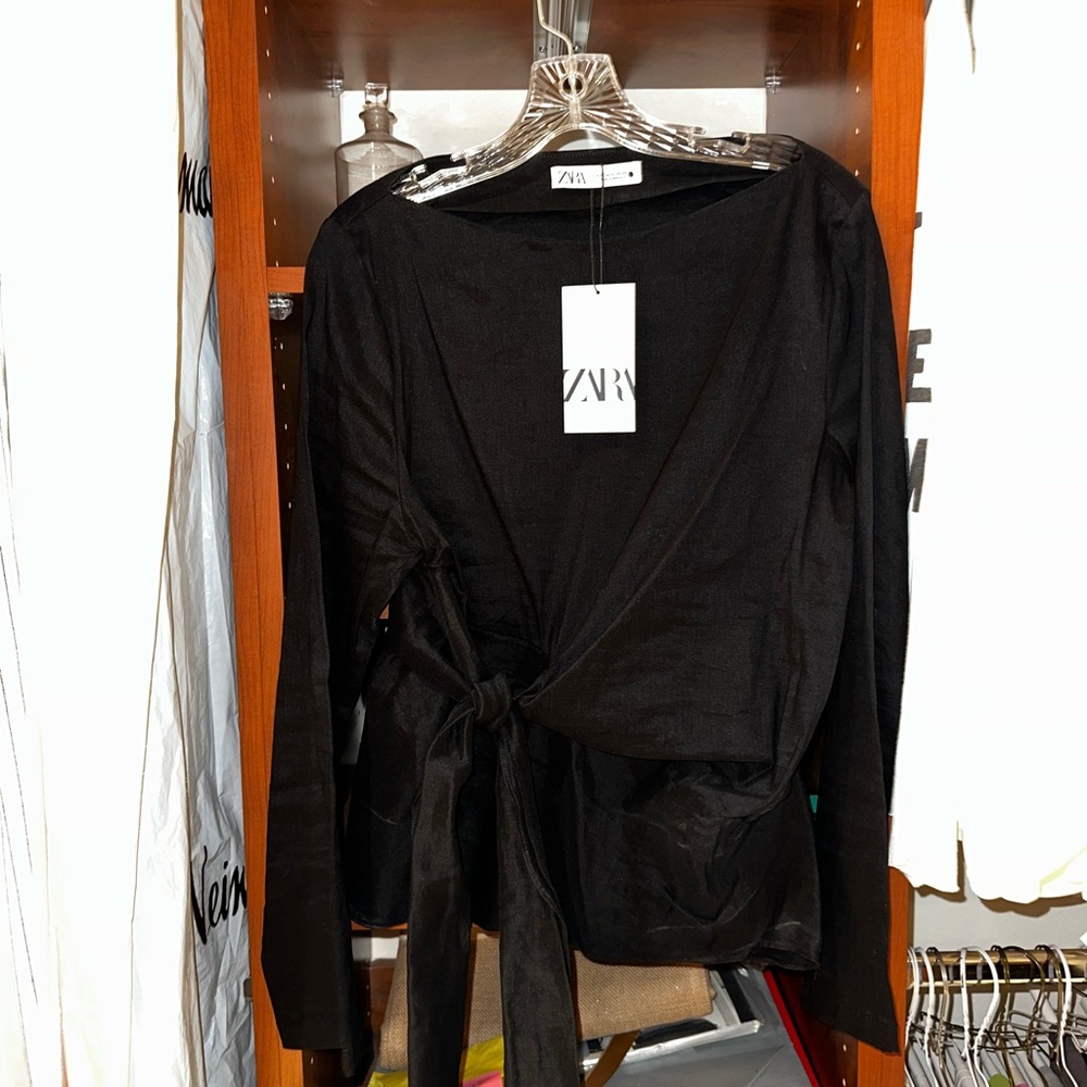 Zara Black Wrap Blouse